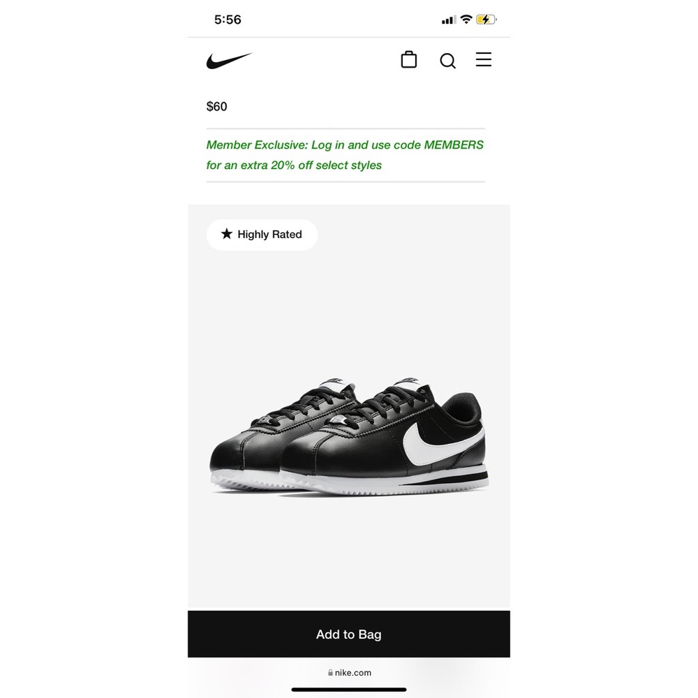 Boys Nike Cortez Basic | Black and White | 2Y